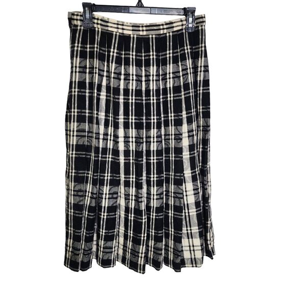 Vintage Pendleton Womens Maxi Skirt Size 10 100% Virgin Wool Black Cream Plaid - Picture 2 of 9